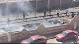بالصور- السيطرة على حريق بجوار محطة قطار أشمون بالمنوفية
