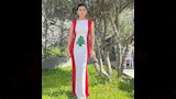 نادين الراسي ترتدي فستان العلم اللبناني