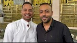 تامر عاشور وعمرو وهبة اثناء اداء مناسك الحج 