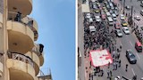 قاوم رجال الإنقاذ فوق الكورنيش.. إنقاذ شاب من شرفة منزله بالإسكندرية -صور