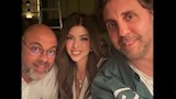 ميرنا جميل مع هشام ماجد والمخرج معتز التوني