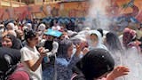 بهجة الطالبات بانتهاء الامتحانات