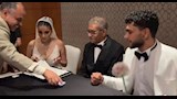 سيد رجب ونجله مع عروسته في كتب الكتاب