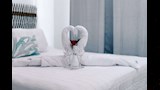 طي المناشف على شكل بجعتين
