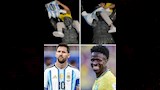مشجع برازيلي يضع قميص ميسي على تمثال روكي
