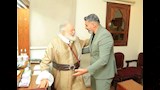 ياسر جلال مع الفخراني قبل عرض الملك لير