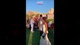 مي عز الدين وزوجها في حفل زفاف أحمد السعدني