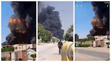 "أعمدة دخان غطت السماء".. حريق داخل مصنع ولاعات بمدينة السادات -صور