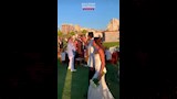 مي عز الدين وزوجها في حفل زفاف أحمد السعدني