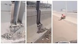 فيديو متداول لمحاولة سرقة أعمدة إنارة أعلى كوبري القباري بالإسكندرية