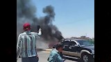 تفحم تاكسي على كوبري النيل بالمنيا (1)