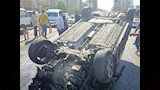 انقلاب سيارة طائشة أمام ديوان عام محافظة بورسعيد٢