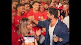 تامر حسني ولاعيبة المنتخب المصري خلال احتفالية 100 مليون شكرا (2)