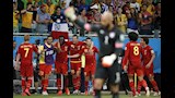 احتفال لاعبي بلجيكا بهدفهم أمام أمريكا في مونديال 2014