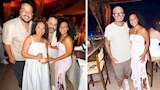 بالصور..دنيا سامي ومصطفى غريب مع عمرو دياب في الساحل