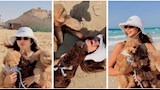 يارا السكري تخطف الأنظار بإطلالة صيفية برفقة كلابها على شاطئ البحر