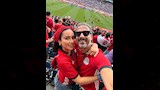 محمد فراج مع بسنت شوقي في مباراة مصر وإيران