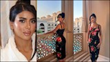 كارولين عزمي تخطف الأنظار بفستان أنيق مزين بالورود