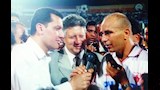 حسام حسن ومرتضى منصور أثناء لعب الأول في الزمالك_