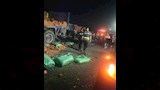 تريلا مسرعة تصطدم بالسيارات (1)