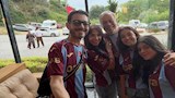 روجينا وأشرف زكي وأحمد زاهر في مدرجات طرابزون لتشجيع محمد صلاح 
