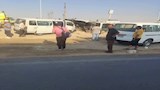 تصاجم سيارتين ميكروباص بطريق السويس الاسماعيلية