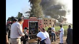 محافظ القليوبية يتابع حريق مخزن كيماويات بسنديون (14)