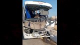 تهشم مقدمة الأتوبيس في الحادث 