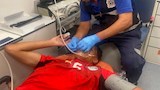 إصابة محمد رأفت لاعب منتخب مصر أمام ليبيا ونقله للمجمع الطبي بالإسماعيلية