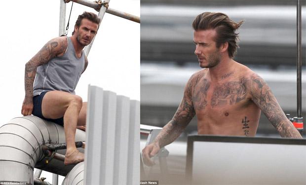 بيكهام يخلع ملابسه على أسطح مباني لندن لإعلان H&M