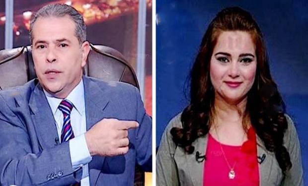 شاهد ماذا فعل توفيق عكاشة بمذيعة على الهواء!! 