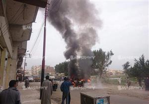 تفحم سيارة ميكروباص بأطفيح.. والفحص: ماس كهربائي