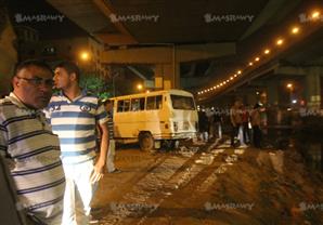 مصراوي يرصد الصور الأولى لحادث سقوط ميكروباص بترعة المريوطية