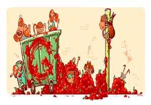 شعار جديد لجوجل احتفالا بالذكرى الـ70 لمهرجان الطماطم في اسبانيا