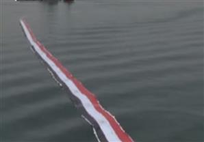 العلم المصري يطفو على مياه قناة السويس الجديدة