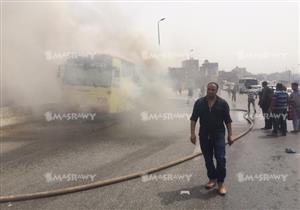 النيابة تنتدب المعمل الجنائي لمعاينة حريق أتوبيس بالمرج