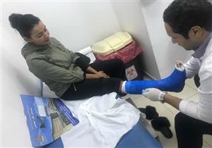 بالصور - إصابة هبة الأباصيري بسبب "ماتش كورة"