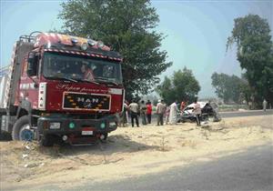 انقلاب حمولة قمح ومصرع شخص وإصابة 4 آخرين في حادث بأطفيح