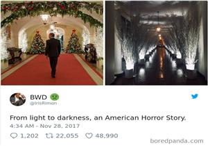 بالصور- ميلانيا ترامب تزين البيت الأبيض على طريقة أفلام الرعب