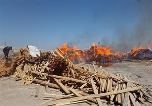 حريق في أخشاب مشروع توسعات مستشفى المنصورة العام