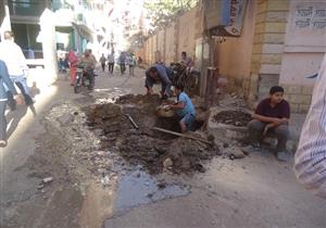 "تسريب مياه" يتسبب في هبوط أرضى بشارع المحمدية في الفيوم