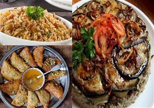 سفرة اليوم.. مقلوبة الباذنجان بالريش وأرز بالمكسرات.. والحلو تارت القطايف