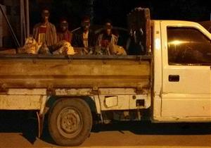 ضبط 4 أشخاص بحوزتهم سيارة مسروقة محملة بطن حديد مسروق بمنطقة التبين