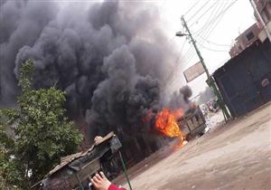 تفحم محتويات كشك بمحطة الأتوبيس في بولاق الدكرور