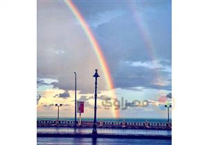 "قوس قزح مزدوج" يزين سماء الإسكندرية (صور)