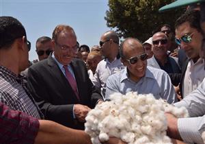 بالصور- وزير الزراعة يفتتح موسم جني القطن في بني سويف