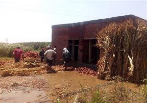 بالصور- إزالة مقابر مقامة على أرض زراعية بالقناطر