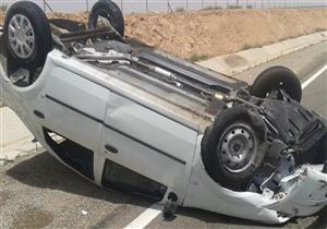 إصابة 4 مواطنين في انقلاب سيارة ملاكي على الطريق الحر ببنها