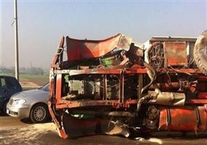 ​انقلاب سيارة محملة بـ20 طن غاز بوتاجاز في ترعة بسوهاج