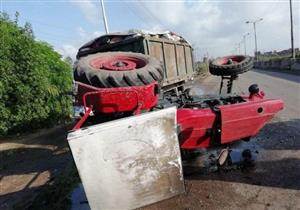 انقلاب جرار نظافة وإصابة عامل في حادث تصادم بالدقهلية